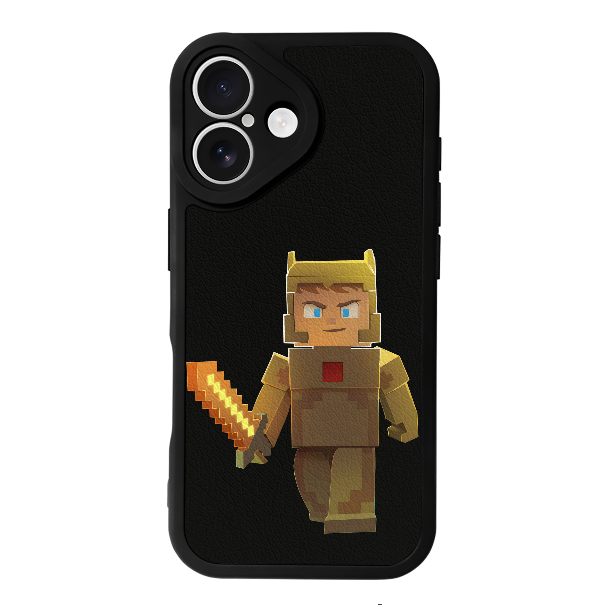 （画像用） マインクラフト ブロックの世界 Minecraft MC Block world 【iPhone 16シリーズ対応】シリコンスマホケース（レザー調） 材質：シリコン